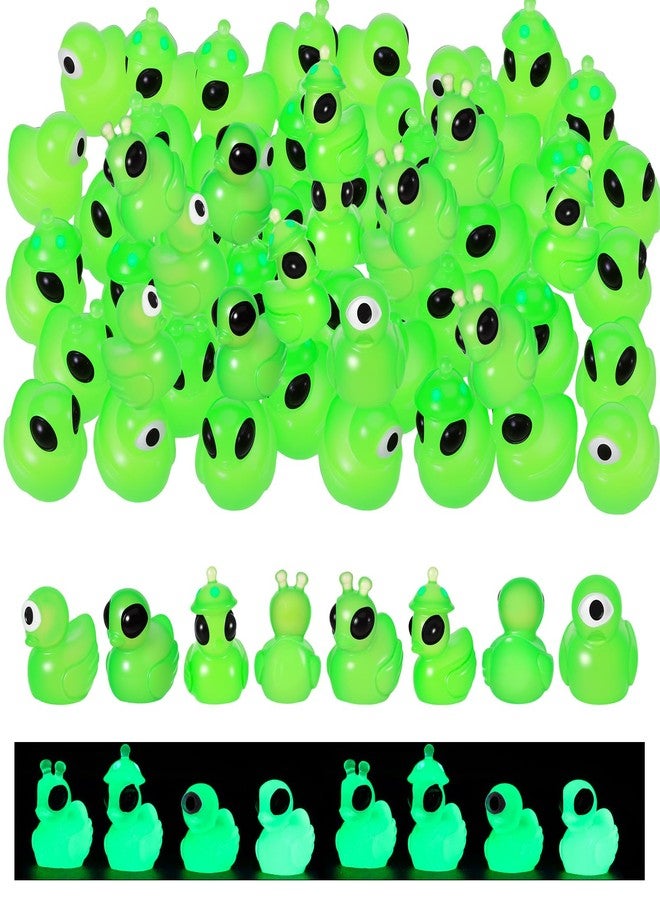 GGSTDDUP 60 Pcs Mini Alien Duck 4 Styles Green Resin Ducks Glow in The Dark Mini Alien Figures Miniature Figurines Tiny Aliens Ducks for Garden Landscape Space Party Favors Patio Yard Lawn Dashboard - Image 1